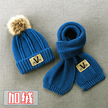 Childrens hat men and women Hair Wool Wire Warm Winter Plus Suede Thickening Scarf Baby Autumn Winter Knit Hat Two Suits