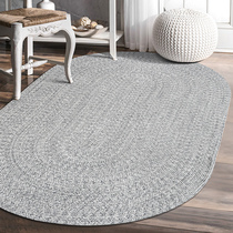 Phil House Simple Japanese Linen Gray Cotton Carpet Small House Oval Tea Several Pads Bedroom Next Blanket