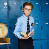 Eaton Documentary Brand Children Clothing Fashion Children Shirts Boy Blue Pure Cotton Long Sleeves Shirt Spring Autumn 10C156