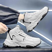 High Gang sports mens shoes 2021 new Winter Korean version Trend 100 lap thick bottom casual leather face Old Daddy Chaughy shoes