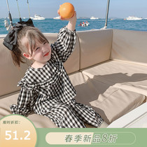 Little pudding baby baby childrens clothing baby Net red plaid set for girls autumn two sets of childrens spring foreign clothes