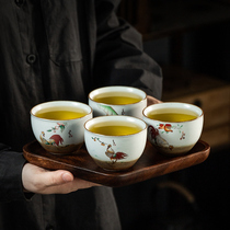 Chinese Wind Master Cup Set Ceramic Cup Tea Cup with large capacity personal cup hand-painted Kung Fu Tea Cup four cups