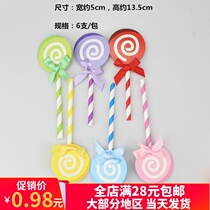 Birthday cake decoration plug bow lollipop plug-in card dessert table layout card 6 bags