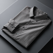 Light extravagant striped shirt male long sleeve 2021 fall Korean version handsome and casual business free of bronzed men lining clothes