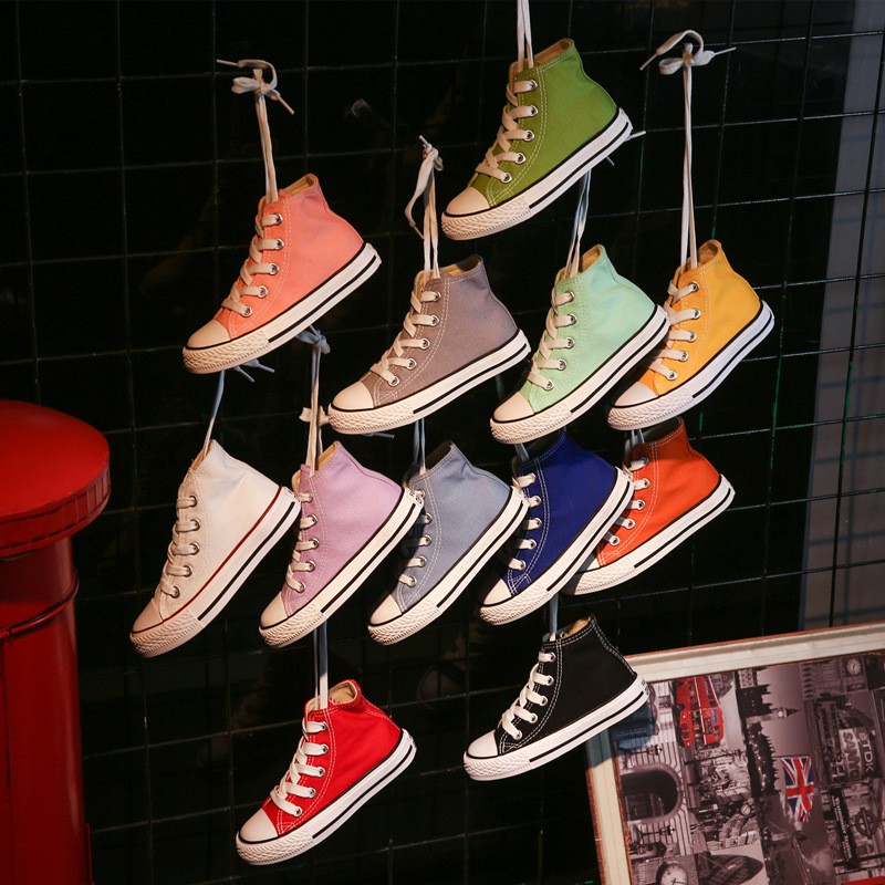 xxxxkids children's canvas shoes high tube lace-up Korean version all-match boys and girls shoes parent-child shoes casual cloth shoes
