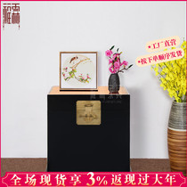 New Chinese Antique Old Furniture Wooden Box Black Blue White Blue Corner Bedside Box Bedroom Storage Box Shoes Stool Coffee Table