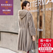  2021 winter new Haining fur imported mink coat female whole mink long hooded mink fur coat