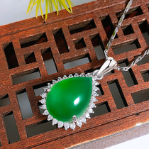 Jin Liufu S999 sterling silver necklace female chalcedony pendant female temperament jewelry for wife mother mother elder gift