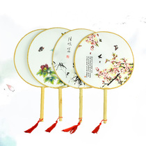  Ancient style fan group fan Retro classic Chinese style Hanfu round fan Palace fan long handle womens tassel dance portable customization