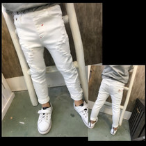 Boys autumn new trousers 2020 Spring and Autumn Korean black and white Joker casual pants boy slim stretch pants