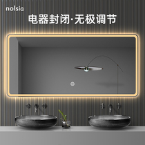 Nordic Wind Bathroom Mirror Sticker Wall Explosion Wall-mounted Led Smart Mirror With Lamp Hanging Wall Toilet Big Mirror Customize