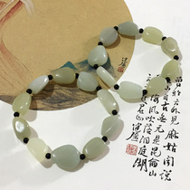 Oil Run Xinjiang Hetian Jade White Jade seed raw stone red leather bracelet Jade hand string white jade bracelet for men and women primary color