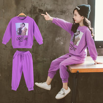 Girls super-foreign air Net red suit Zhongdai autumn fashionable clothes little baby sports trend childrens two-piece set