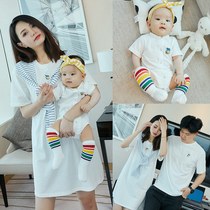 Baby kiss in summer 2022 new tide a family of three-four-mouth whole family with mother and daughter dress foreign air dress