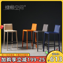Nordic light luxury saddle leather bar chair bar chair bar chair home backrest high stool cafe bar stool