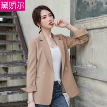 2021 new small suit jacket female Korean spring and autumn chic English style slim body thin long small suit women