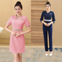 Light Ru pink beauty salon beautician work clothes womens set temperament high-end foot bath massage technician dress