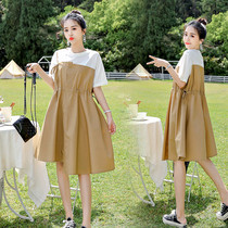 Maternity dress summer dress fashion 2021 New loose summer Foreign style fake two skirt summer thin