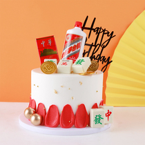 Chinese Moutai beer male God simulation cake model 2021 New Net red plastic custom birthday cake sample