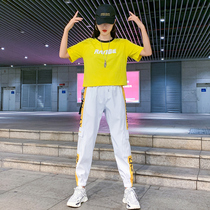 2021 Summer Jazz Dance Girls Dancing Clothing Fashion Street Dance Hip Hop Set Short Sleeve Pants Fried Street Tide Clothes