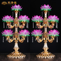 Seven-color crystal lotus lamp new plug-in Buddha for light nine products LED Changming lamp high-end Buddhas former Guanyin lotus lamp