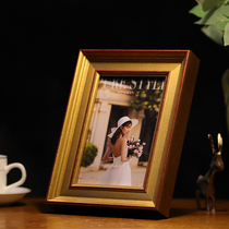  American retro golden small image frame Retro photo frame table printing and printing photos Six-inch European-style bedroom ornaments