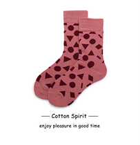 Cotton Spirit Spring and Autumn Cotton Trend Geometry Pink Couple Stockings for Men and Women