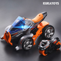Cool lighting and sound effects 2-in-1 catapult motorcycle second generation alloy car model Childrens toys Boys gifts