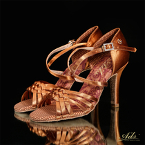 Upgraded ADS Latin dance shoes womens cone heel 8 5cm professional national standard dance competition practice shoes Rumba high heel awl