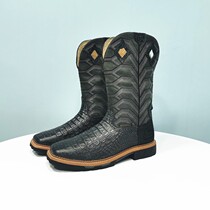 Justin new crocodile grain leather riding boots mens boots motorcycle shoes Cowboy boots square head 42 43 yards