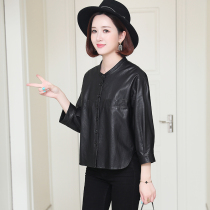 Zqqz Leather Women's Short 2020 Autumn New Fashion Loose Crewneck Sheepskin Jacket Jacket 2107