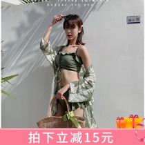 New 2021 South Korea Bikini Split Swimsuit Womens Bubble Spa Three Sets Conservative Swimsuit Dins