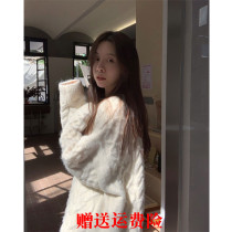 Thickened round neck twist sweater 2022 autumn and winter new retro Japanese style loose outer wear lazy style knitted top