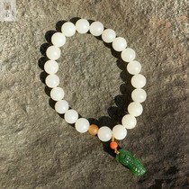 (Support customization) Xishi Xinjiang Hetian Jade selection and Mida material round beads hand string female sheep fat jade White Jade White Jade