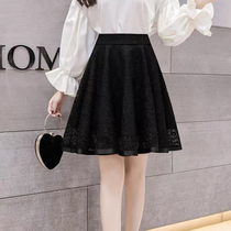 Tide brand lace umbrella skirt skirt womens 2021 summer season new black high waist large swing puffy a-line short skirt