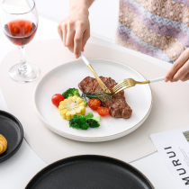 Nordic creative ceramic steak plate Net red light luxury tableware ins Phnom Penh Western plate Household dish plate Breakfast plate