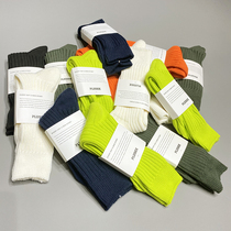 CrazySocks Yu Wenle with solid color sports Joker ins Street Tide men and women fluorescent green socks