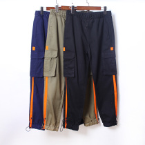 Foreign trade single mens tooling trousers multi-bag pants fashion trend slim