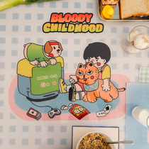 Zuo Ham Dun Road Waterproof and oilproof PVC soft plastic glass coffee table mat Cartoon cute tablecloth placemat custom size