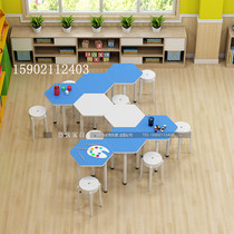 Special table and chair for group counseling color table and chair combination splicing polygon creative multi-functional office teaching table and chair