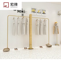 Gaoding clothing hangers womens clothing shop floor-standing Nakajima frame stainless steel brushed front hanging titanium gold display rack