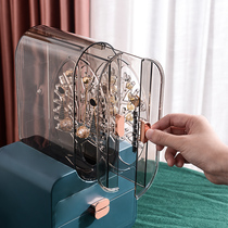 Light extravagant style Jewelry Containing Box Earrings Home box Dust-proof Large-Capacity First Jewelry Box Mesh Red Earrings Containing Shelf