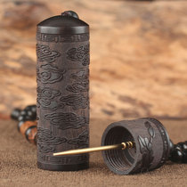 Ebony carved incense barrel Household creative portable mini mahogany snuff bottle incense powder jar Agarwood tobacco incense tube