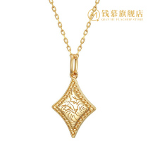 Qian Mu European classical leaf flower necklace S925 sterling silver luxury atmosphere court style geometric diamond pendant neck decoration