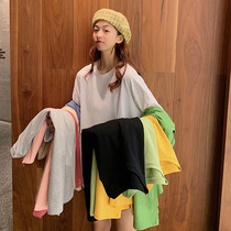 Pregnant woman Spring and autumn style Fashion blouse Korean version outside wearing 100 lap loose pure color long sleeve T-shirt display slim pure cotton undershirt