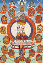 Yongzhong original teaching Thangka Big white umbrella cover Buddha mother High-definition printing Brocade satin mounted teaching Thangka