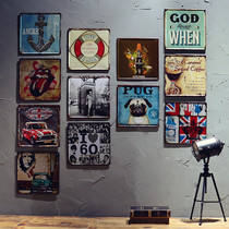 American Vind Ancient Iron Sheet Painting Bar Restaurant Café Home Shop Wall Decoration Painting Creative Personality Wall Decoration Painting