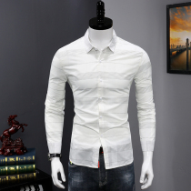  Shirt mens long-sleeved Korean version of the trend 2020 autumn new printing business casual inch shirt slim mens white shirt