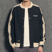 Yizai color-color jacket mens spring and autumn Japanese baseball uniform mens autumn bomber jacket boys jacket Korean version trend