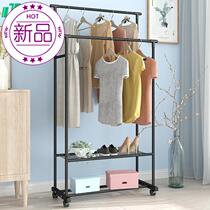 Hanging clothes shelf floor bedroom anti-gray double bedroom I room drying Rod indoor household movable folding clothes drying Rod